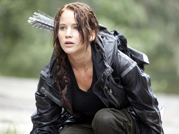Actress Jennifer Lawrence in the movie "The Hunger Games" 