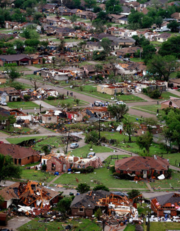 Homes in Lancaster, Texas lay destroyed by a tornado 
