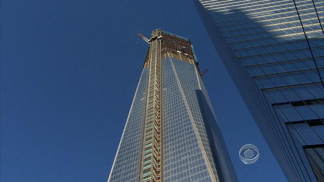 A shot of construction at one World Trade Center in New York City. 