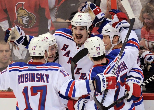 Brian Boyle celebrates a goal  