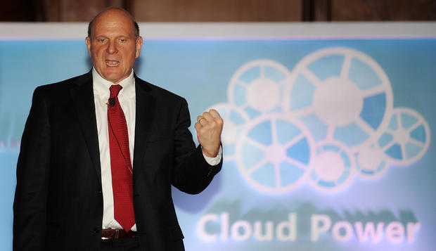 Microsoft CEO Steve Ballmer is pumped in New Delhi on May 26, 2011 