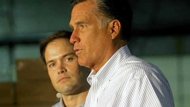 Mitt Romney, right, with Marco Rubio 