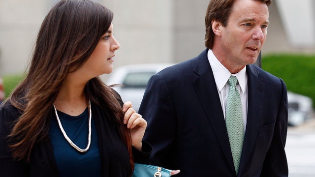 Former presidential candidate and Sen. John Edwards and his daughter Cate Edwards arrive at a federal courthouse in Greensboro, N.C., Wednesday, May 9, 2012. 