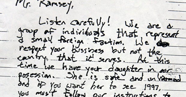 Jonbenet Ramsey Ransom Note Typed