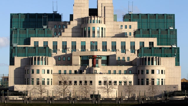 The SIS Building is seen on the bank of the river Thames Feb. 26, 2010, in London. The building, situated on Vauxhall Cross, was built as the headquarters of the British Secret Intelligence Service, or MI6, and was completed in 1994. 