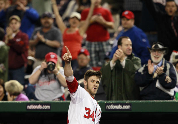 Bryce Harper acknowledges the crowd 