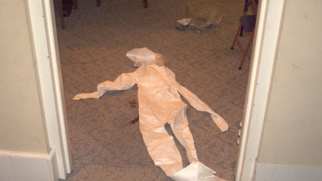 Crime scene: Police outlined the spot where Gina Stallis died 