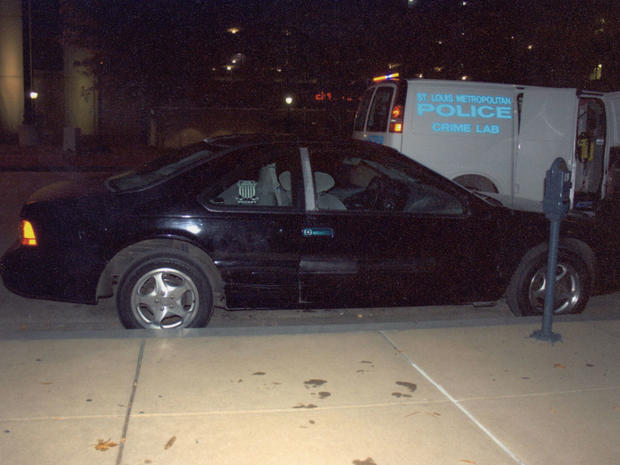 Ledale Nathan Jr.'s car parked outside Barnes Jewish Hospital. 