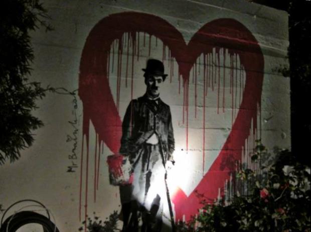 A wall at The Cypress Inn visited by Mr. Brainwash 