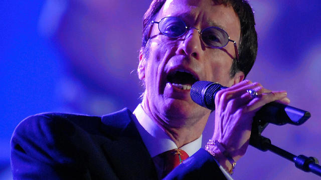 Pop star member of the Bee Gees, Robin Gibb, sings during the Energy Globe World award ceremony hosted by the European Parliament in Brussels April 11, 2007. 