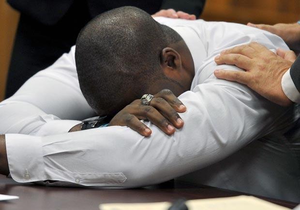 Brian Banks weeps as his kidnap-rape conviction is dismissed 
