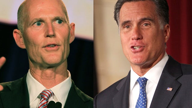 Florida Governor Rick Scott and Republican presidential candidate Mitt Romney 