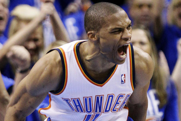 Russell Westbrook reacts  