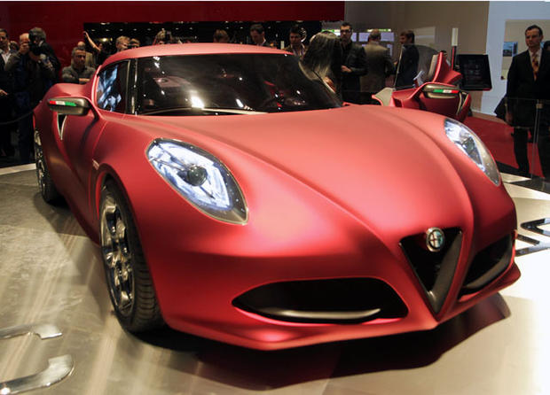 An Alfa Romeo 4C is displayed at the carmaker's booth on March 1, 2011 during the Geneva Motor Show in Geneva. The show in the wealthy Swiss city attracts an expected 700,000 paying visitors and 260 exhibitors from 31 countries. AFP PHOTO / SEBASTIAN DERUNGS (Photo credit should read SEBASTIAN DERUNGS/AFP/Getty Images) 