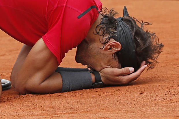 Rafael Nadal celebrates winning the mens final match 