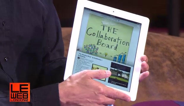 Google+ leader shows off a Google+-enhanced version of the Flipboard app at the LeWeb conference in London. 