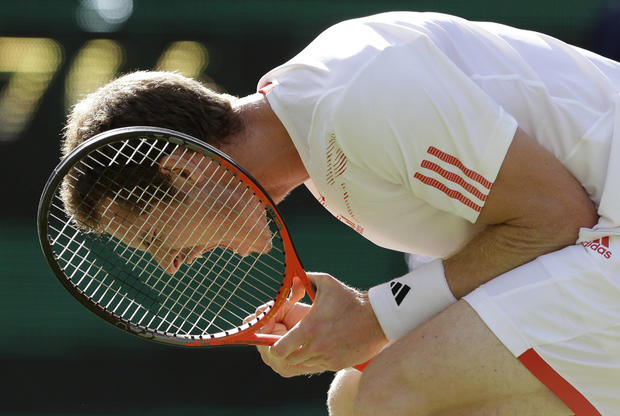 Andy Murray reacts  