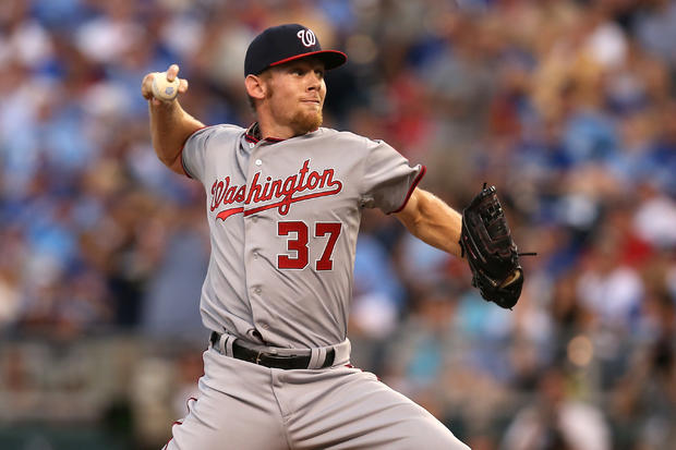 Stephen Strasburg pitches in the fourth inning during the 83rd MLB All-Star Game 