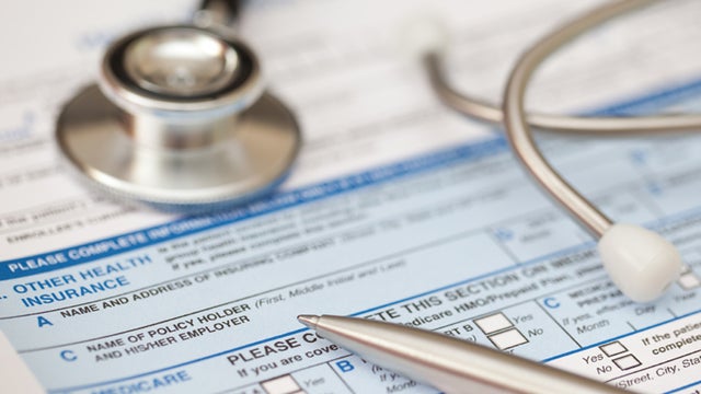 Patient record form with stethoscope 