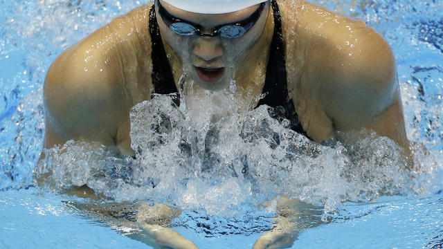 China's Ye Shiwen swims during the 2012 Summer Olympics in London 