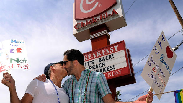 "Kiss-in" protests at Chick-Fil-A 