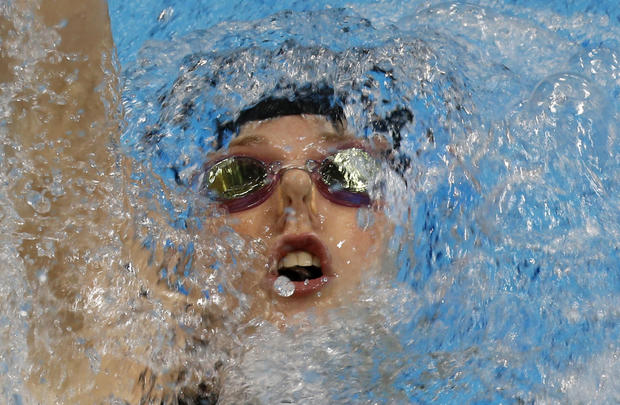 Missy Franklin competes in the women's 200-meter backstroke 