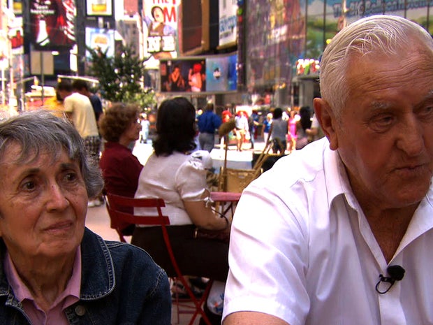 George Mendonsa and Greta Friedman at scene of classic George Eisenstaedt photo taken in Times Square on VJ Day in 1945