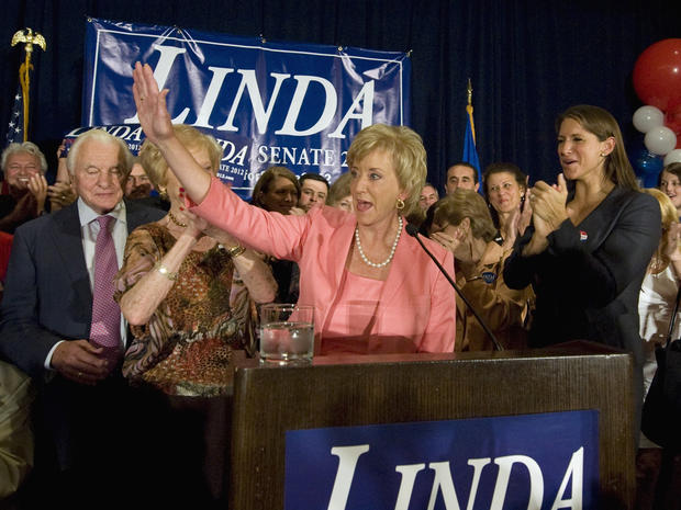 Republican candidate for U.S. Senate Linda McMahon celebrates her win 