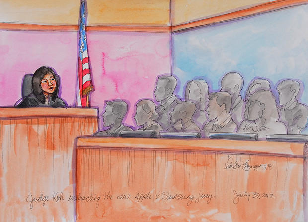 U.S. District Judge Lucy Koh talks to the jury in the Apple vs. Samsung trial. 