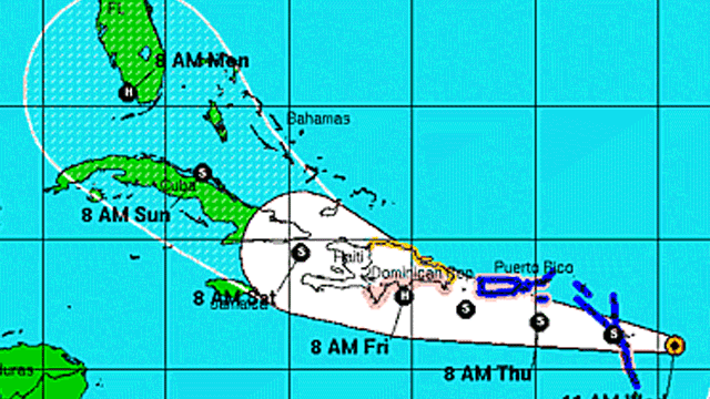 Projected path of Tropical Storm Isaac as of August 22, 2012 