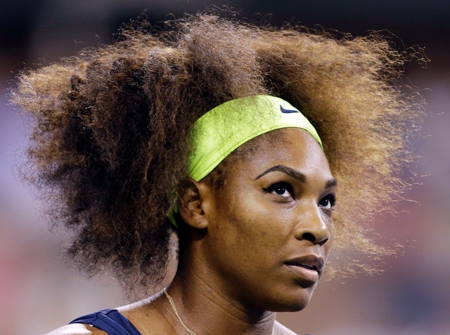 Serena Williams looks up during a match  