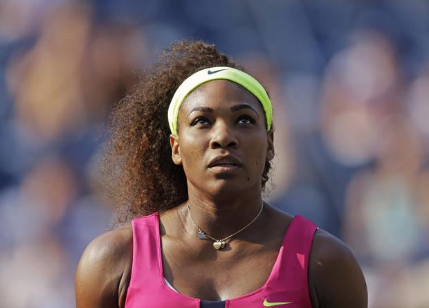 Serena Williams looks into the stands 