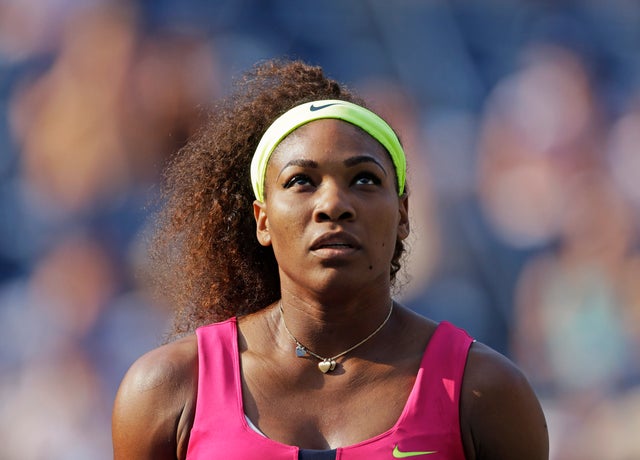 Serena Williams looks into the stands 