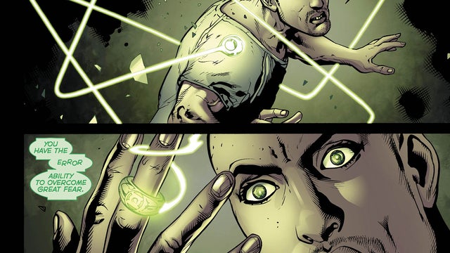 Image provided by DC Comics via Bender/Helper Impact shows interior panels of November 2012 issue of the latest Green Lantern series featuring character Simon Baz, DC Comics' most prominent Arab-American superhero and first to wear Green Lantern ring. 