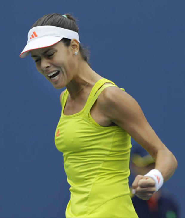 Ana Ivanovic reacts during her match 