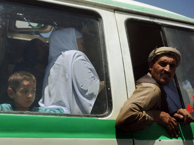 Afghans on a local bus in Kabul 