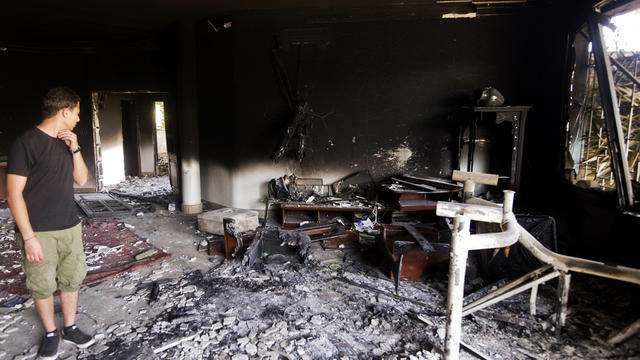 The damage inside the burnt U.S. Consulate in Benghazi, Libya, is seen Sept. 13, 2012, following an attack on the building Sept. 11, 2012. 