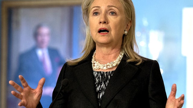 Secretary of State Hillary Rodham Clinton speaks at the State Department in Washington, Wednesday, Oct. 3, 2012, during a meeting with Kazakhstan Foreign Minister Yerlan Idrsov. 