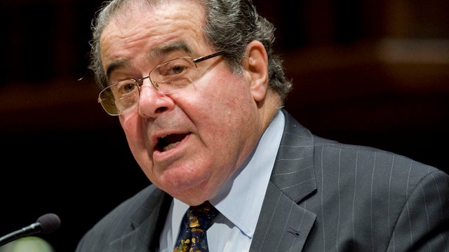 March 8, 2012 file photo shows Supreme Court Justice Antonin Scalia speaking at Wesleyan University in Middletown, Conn. 