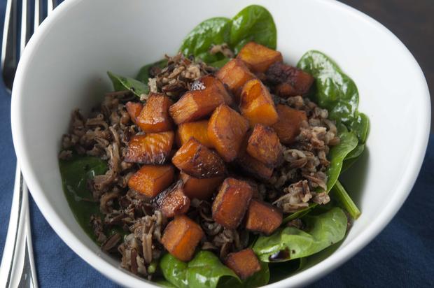 Balsamic Roasted Squash With Wild Rice 