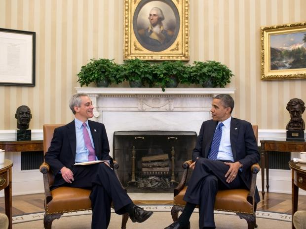 Mayor Emanuel meets with President Obama in Oval Office 