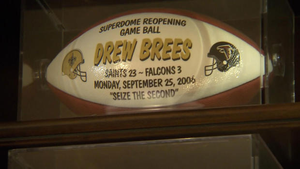Drew says one of his favorite game balls is from Monday, Sept. 25, 2006, when the Saints defeated the Falcons. 