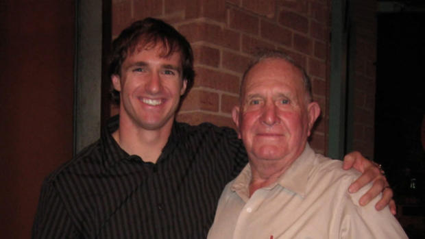 Drew Brees with his grandfather, Ray Akins. 