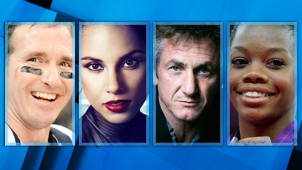 Drew Brees, Alicia Keys, Sean Penn and Gabby Douglas 