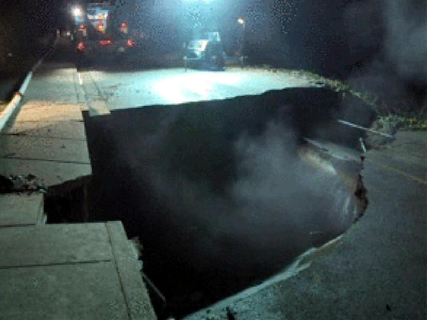 A storm caused a sinkhole to form in Lafayette, Calif., Dec. 2, 2012. 