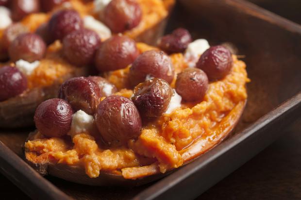Roasted Grapes and Sweet Potatoes 