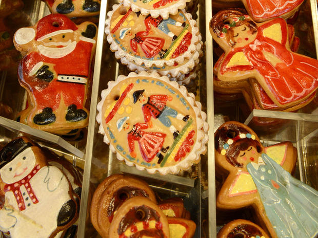 A stand displays "Lebkuchen" gingerbread cakes for sale at the traditional Christmas Market in Nuremberg, Germany, Nov. 30, 2012. 