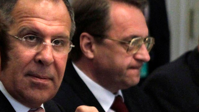 Russian Foreign Minister Sergey Lavrov (left) and Russian Deputy Foreign Minister Mikhail Bogdanov 