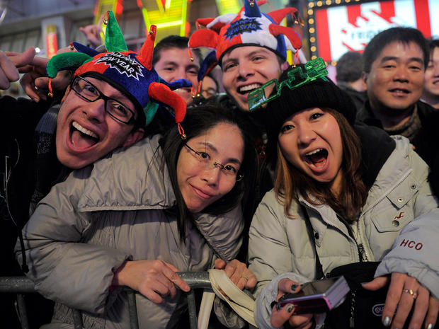 Thousands gather in New York's Times Square to celebrate the ball drop at the annual New Year's Eve celebration Dec. 31, 2011, in New York City. 