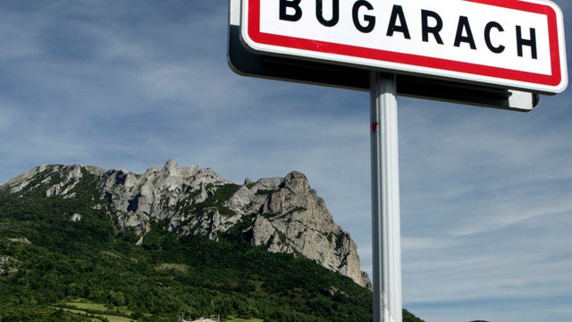 The Bugarach mountain peak in southern France is seen June 24, 2011. 